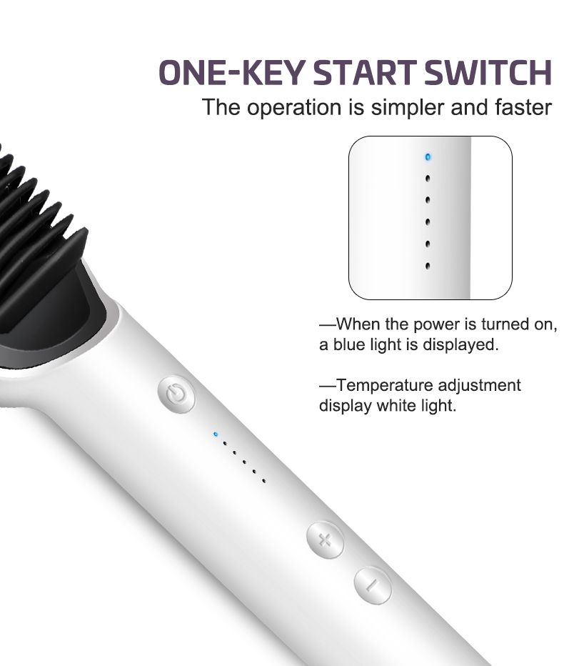 2-in-1 Hot-Air Hair Styling Comb Hair Straightener Hair Brush-641-Pink&White