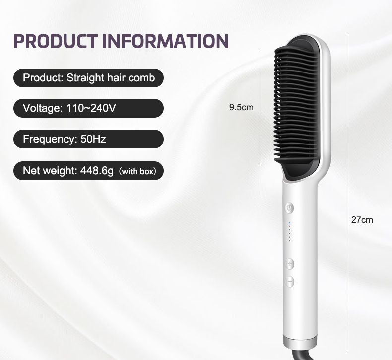 2-in-1 Hot-Air Hair Styling Comb Hair Straightener Hair Brush-641-Pink&White