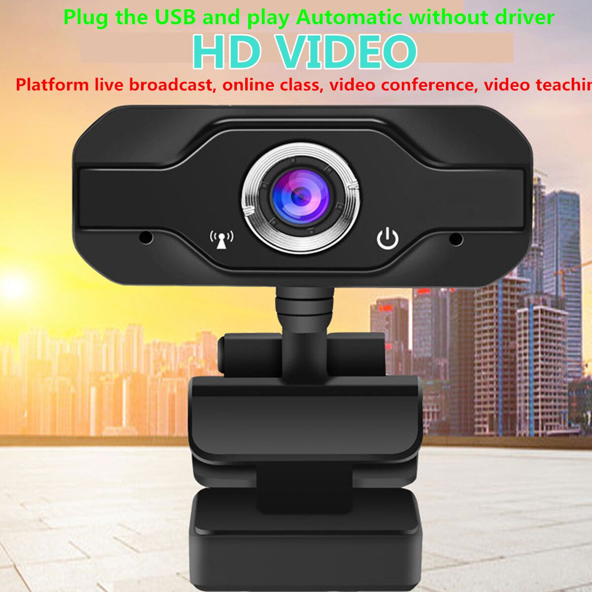 USB 2.0 1080P HD Webcam Camera Built-in Microphone Laptop Desktop PC Computer Web Mic Live Broadcast Online Lessons Conference