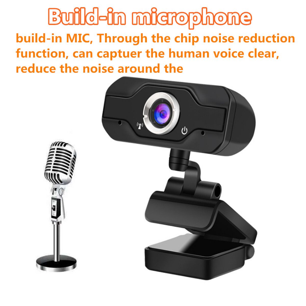 USB 2.0 1080P HD Webcam Camera Built-in Microphone Laptop Desktop PC Computer Web Mic Live Broadcast Online Lessons Conference