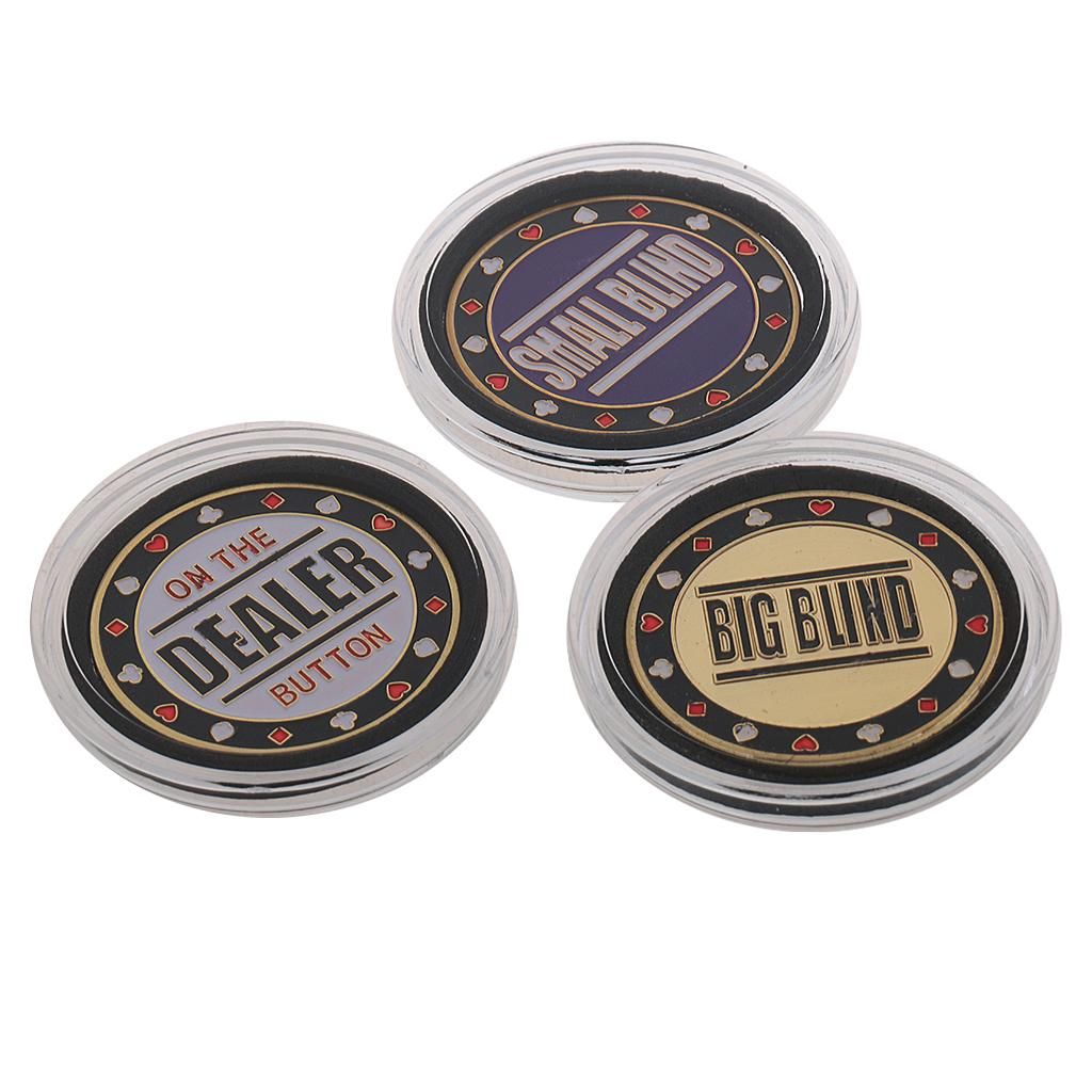 3x Poker Game Dealer Buttons Small Blind Big Blind Playing Card Parts