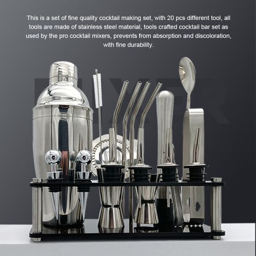 20pcs Cocktail Set Boston Shaker Mixer Stainless Drink