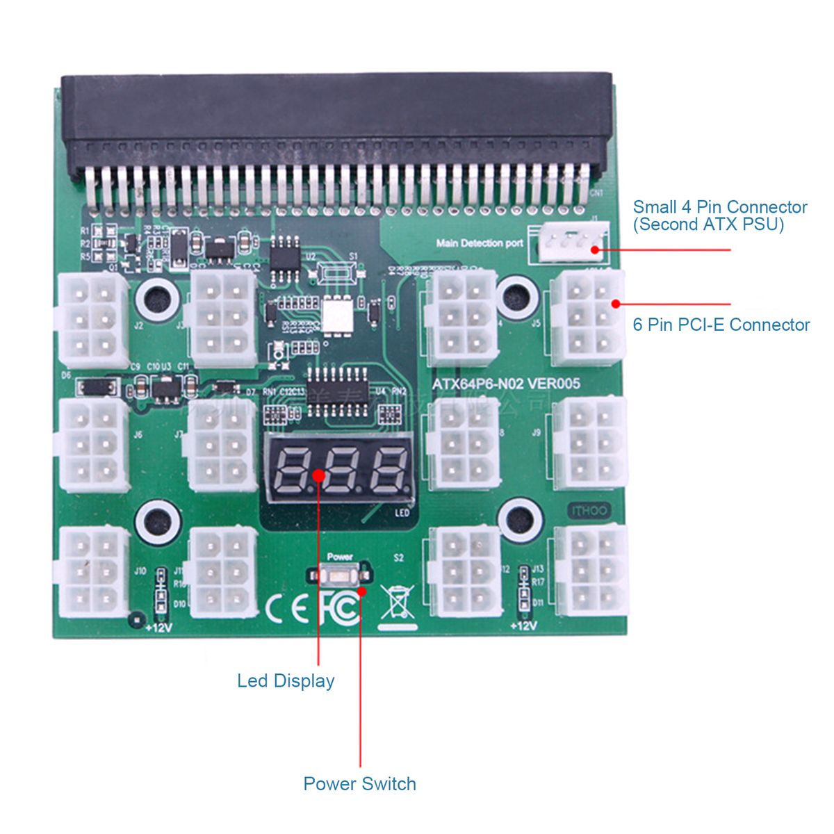 6 PIN Power-Supply Adapter GPU Mining Server Power-Converter