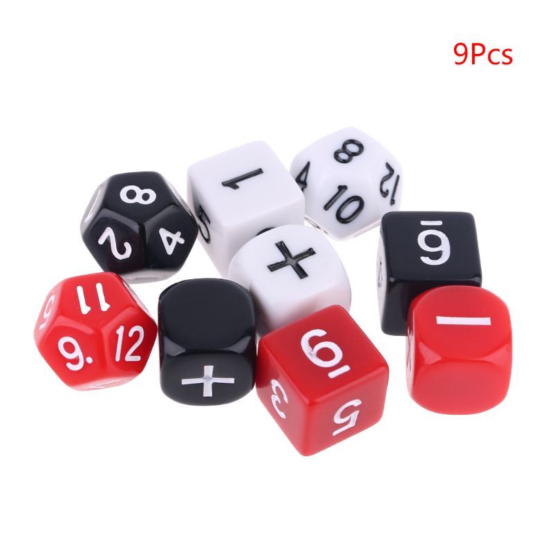 9pcs/set Addition Subtraction Symbol Dice Beads Numbers Math Teaching Preschool Board Game
