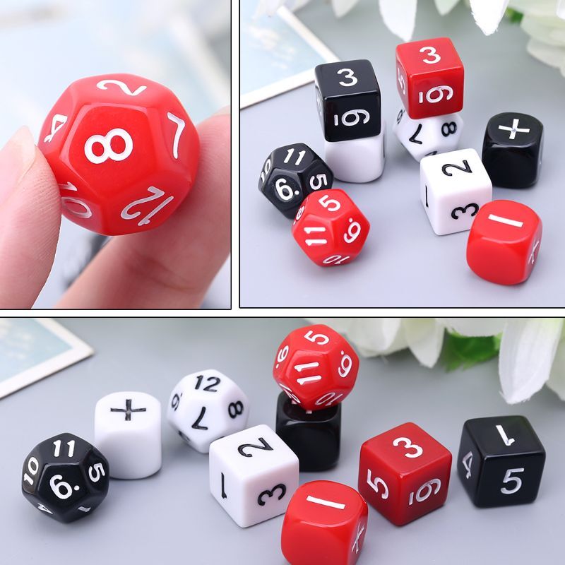 9pcs/set Addition Subtraction Symbol Dice Beads Numbers Math Teaching Preschool Board Game