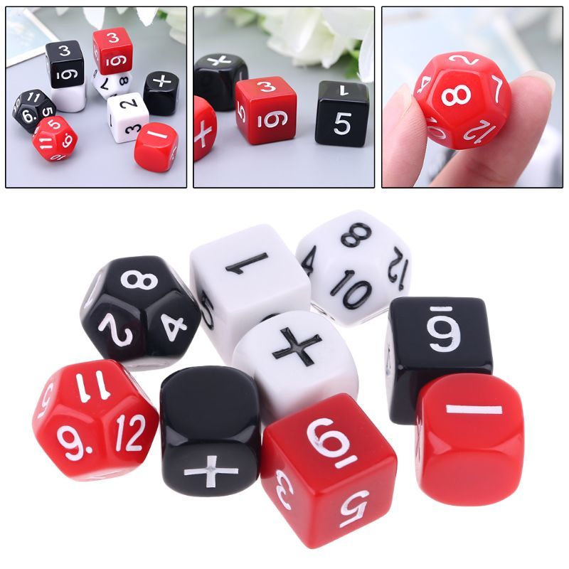 9pcs/set Addition Subtraction Symbol Dice Beads Numbers Math Teaching Preschool Board Game