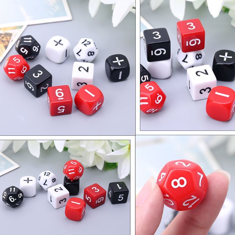 9pcs/set Addition Subtraction Symbol Dice Beads Numbers Math Teaching Preschool Board Game