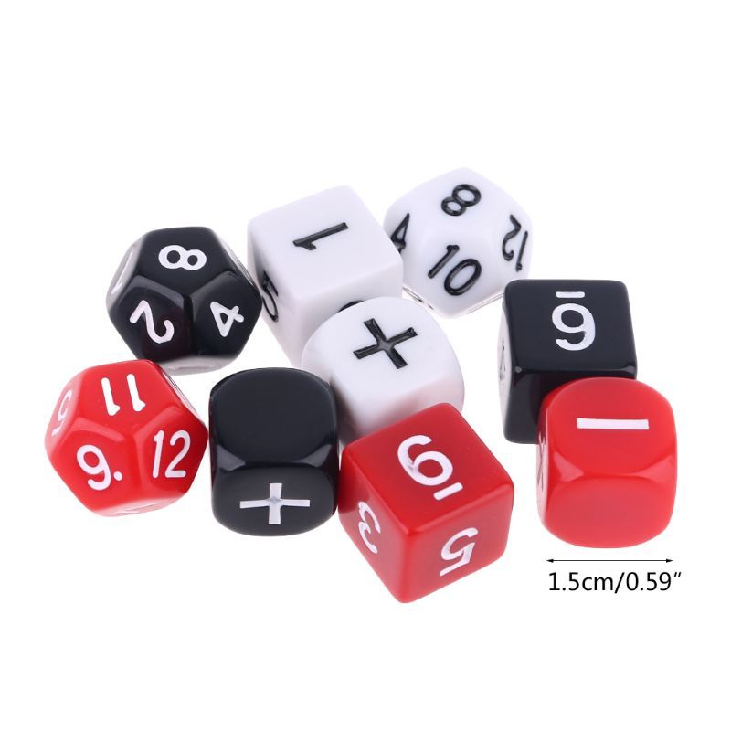9pcs/set Addition Subtraction Symbol Dice Beads Numbers Math Teaching Preschool Board Game