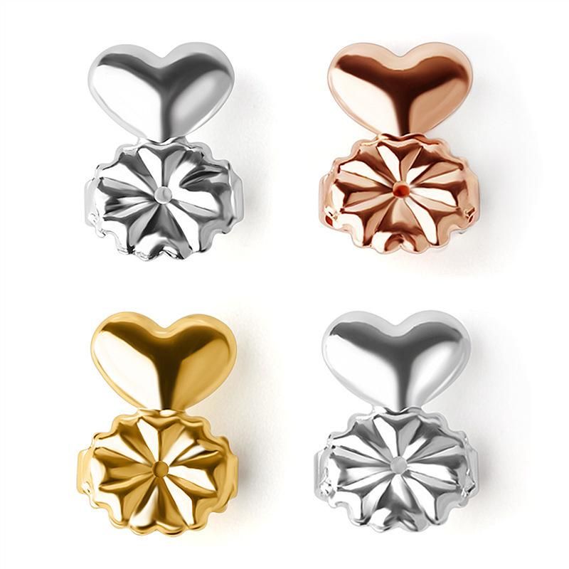 Magic Bax Copper Ear Stud Auxiliary European and American New TV Heart-shaped Ear Plug Ear Stud Buckle Lifter Flip box 3 pairs (empty box)