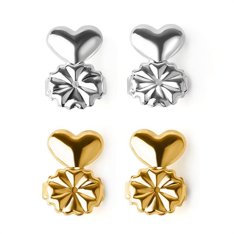 Magic Bax Copper Ear Stud Auxiliary European and American New TV Heart-shaped Ear Plug Ear Stud Buckle Lifter Flip box 3 pairs (empty box)