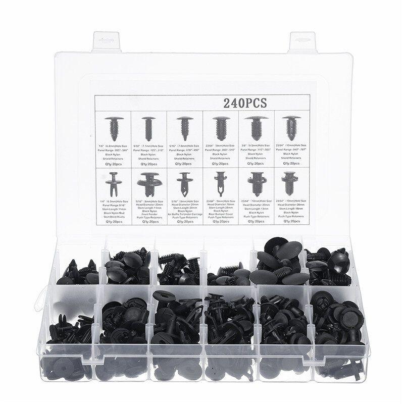 (240pcs) 6.3-10mm Plastic Car Rivet Fastener Door Bumper Cover Fender Liner Fixed Mud Flap Push Pin Clips For Auto Panel LED Lamp Display Rack PC Board Machineboard