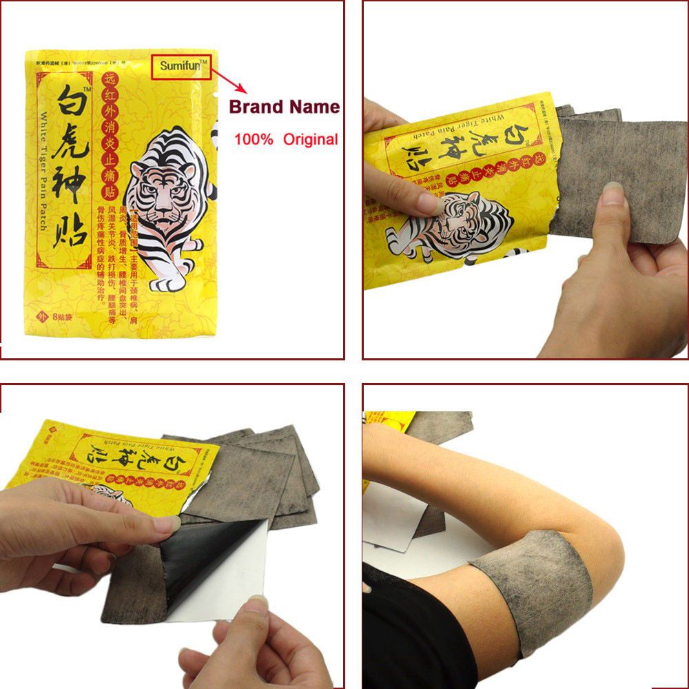 Health Traditional Tiger Arthritis Orthopedic Pain Patches Muscle Chinese Plaster Back/Neck/Shoulder Patch Care White 8Pcs