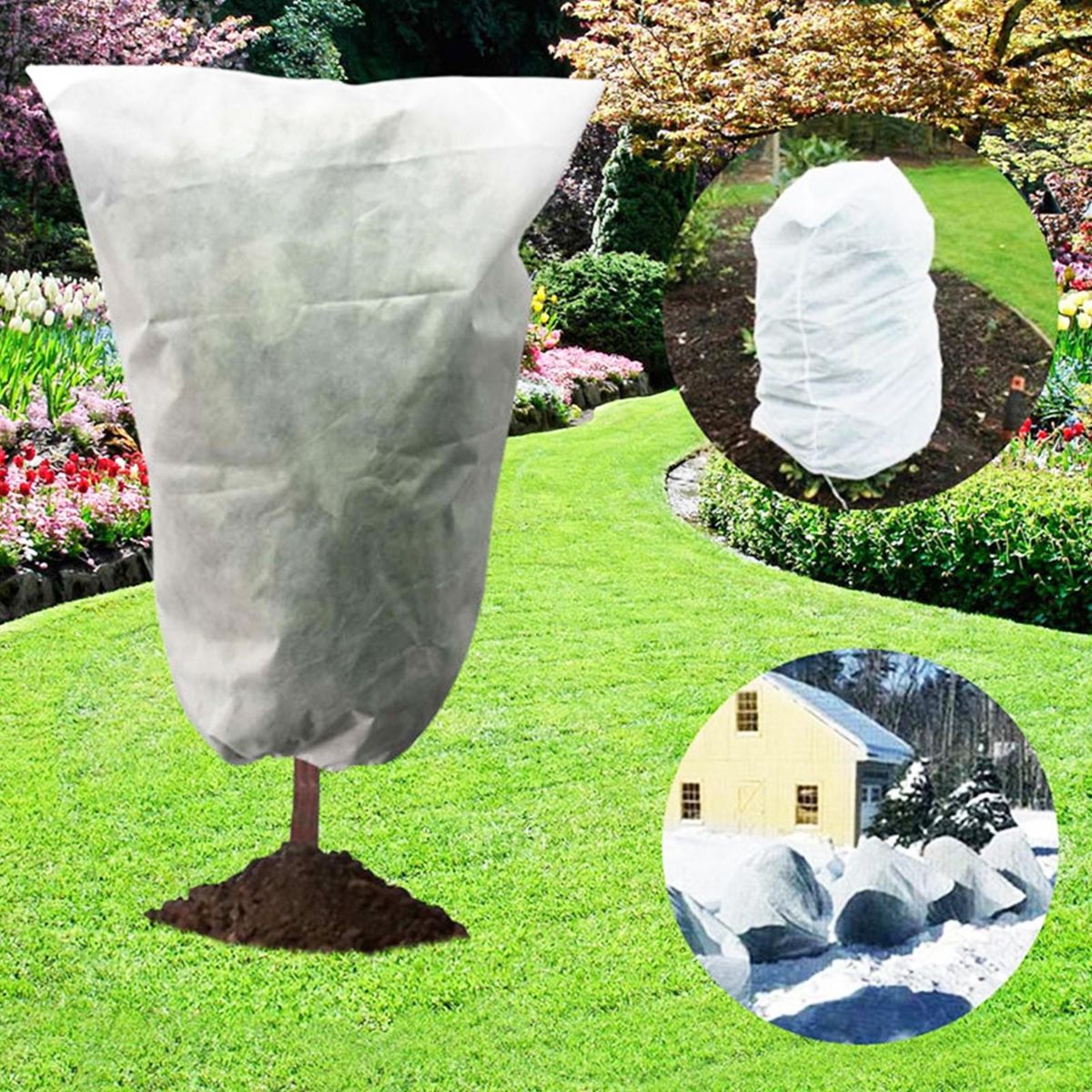 Shrub Frost Cover Plantguard Frost Blankets Breathable for Plants White