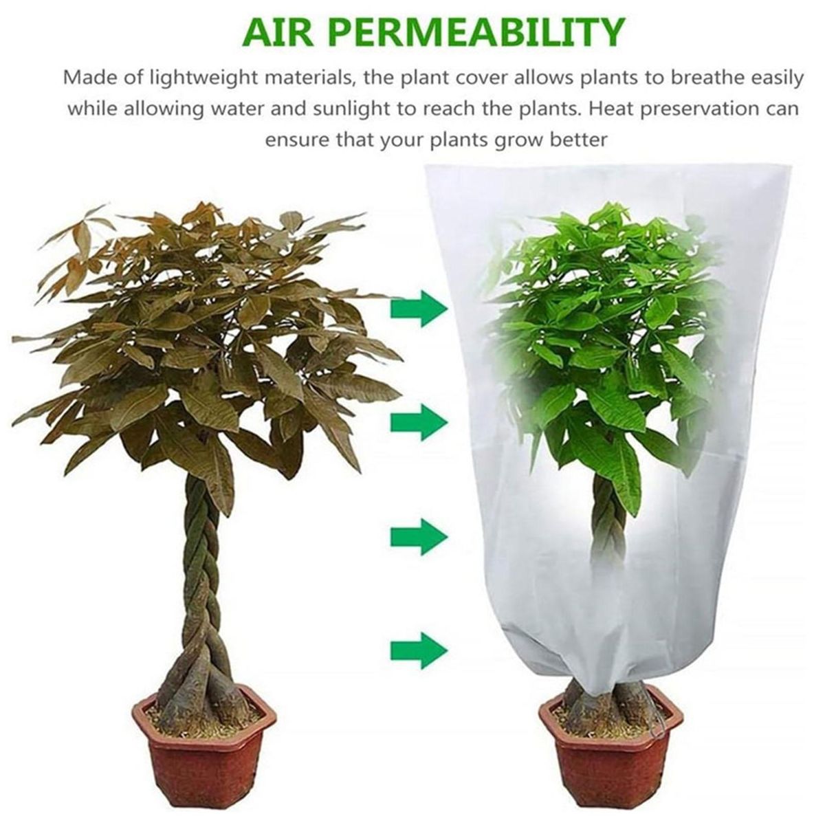 Plant Protecting Bag Plantguard Frost Blankets Breathable for Plants White