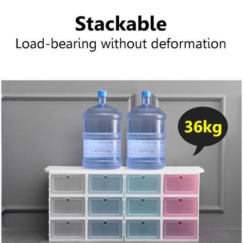 4pcs Foldable Shoe Box Storage Plastic Transparent Case Stac