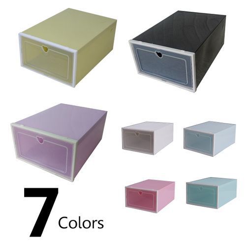 4pcs Foldable Shoe Box Storage Plastic Transparent Case Stac