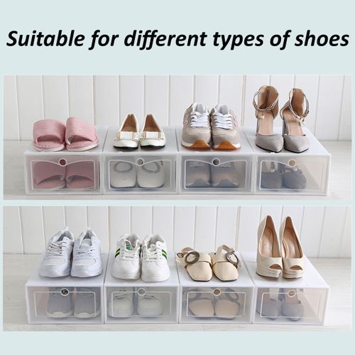 4pcs Foldable Shoe Box Storage Plastic Transparent Case Stac