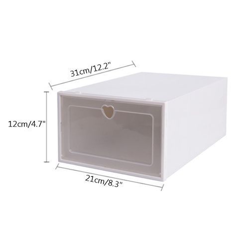 4pcs Foldable Shoe Box Storage Plastic Transparent Case Stac