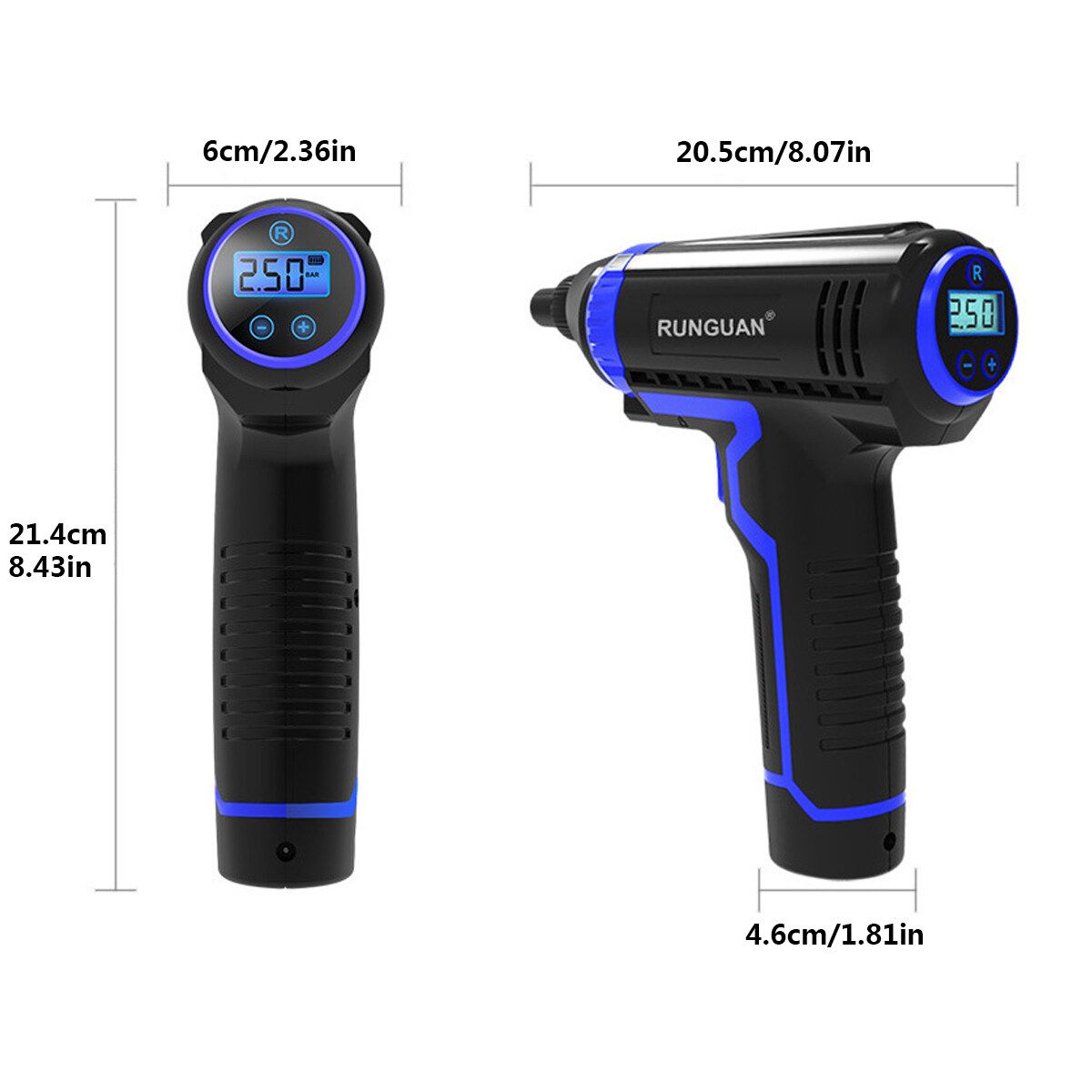 12V 150PSI 40L/min 2200mAh Wired Air Compressor, Portable Tire Inflator, Hand Held Air Pump With Digital LCD Rechargeable Li-ion