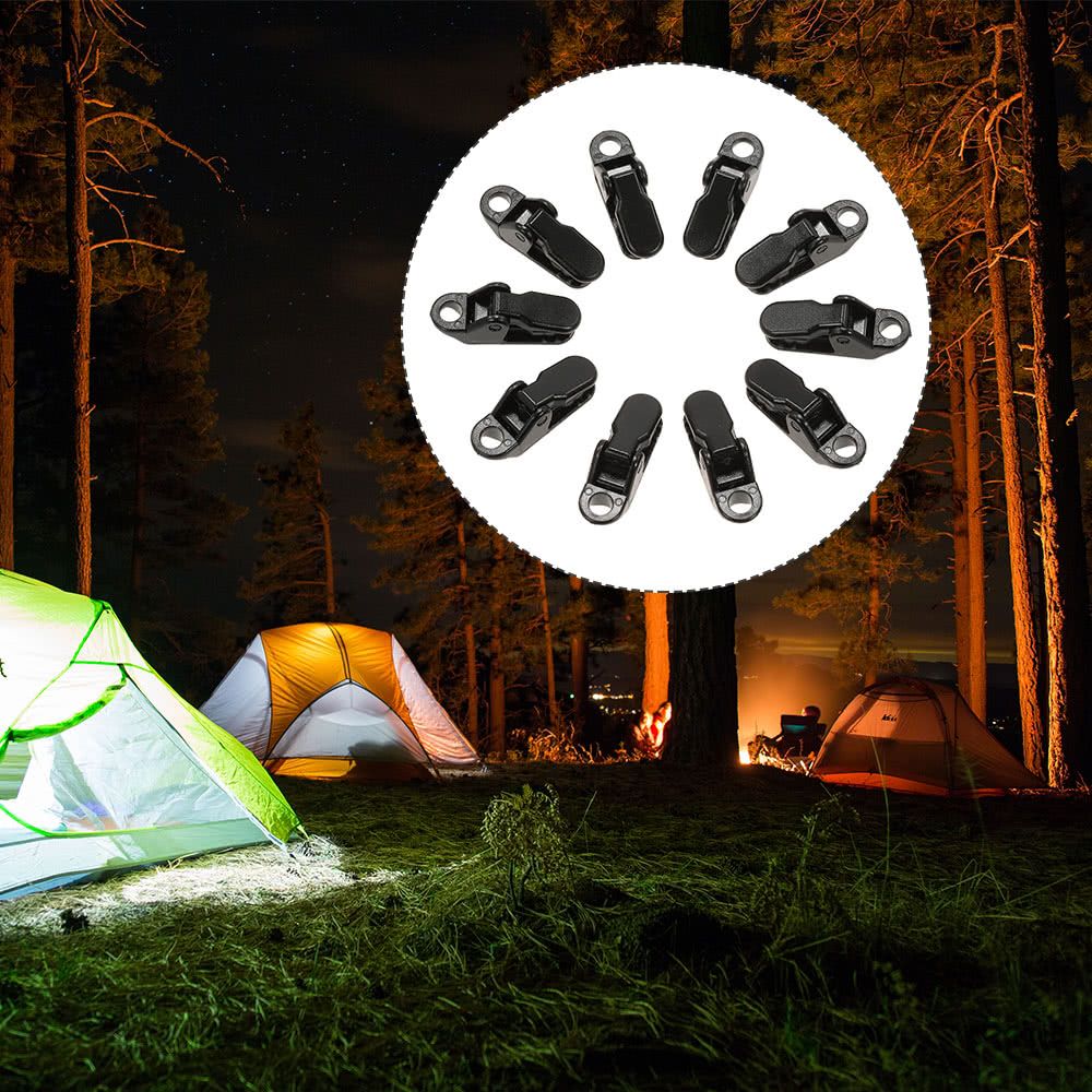 Pack Of 10 Awning Clamp Tarp Clips Snap Hangers Tent Camping