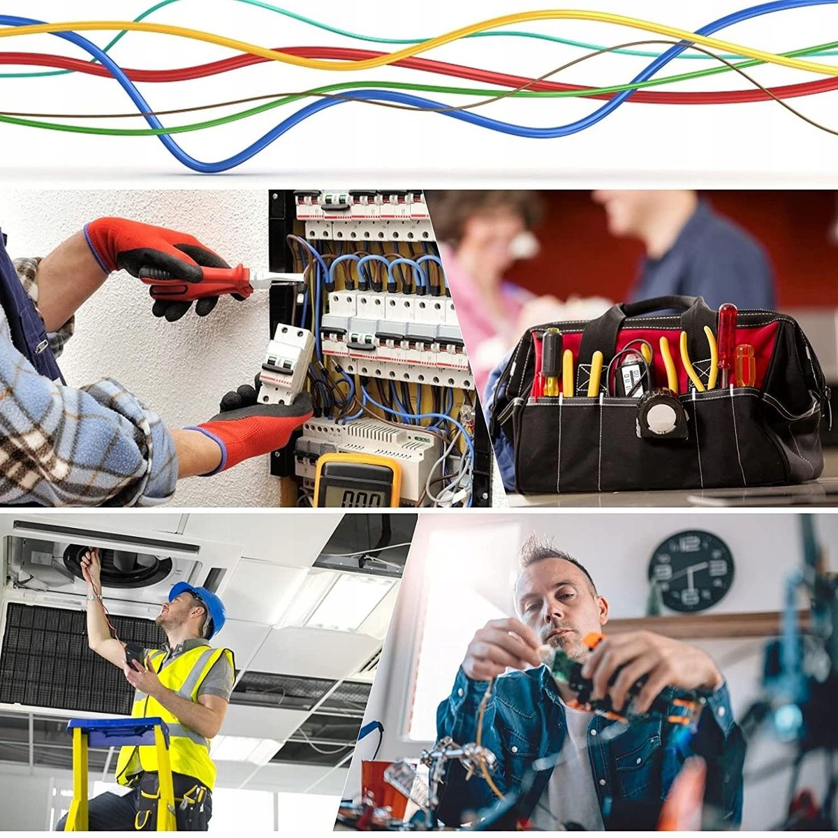 Alligator Clip Electrical Test Insulated Cable with Wires5 Color 1 Meter