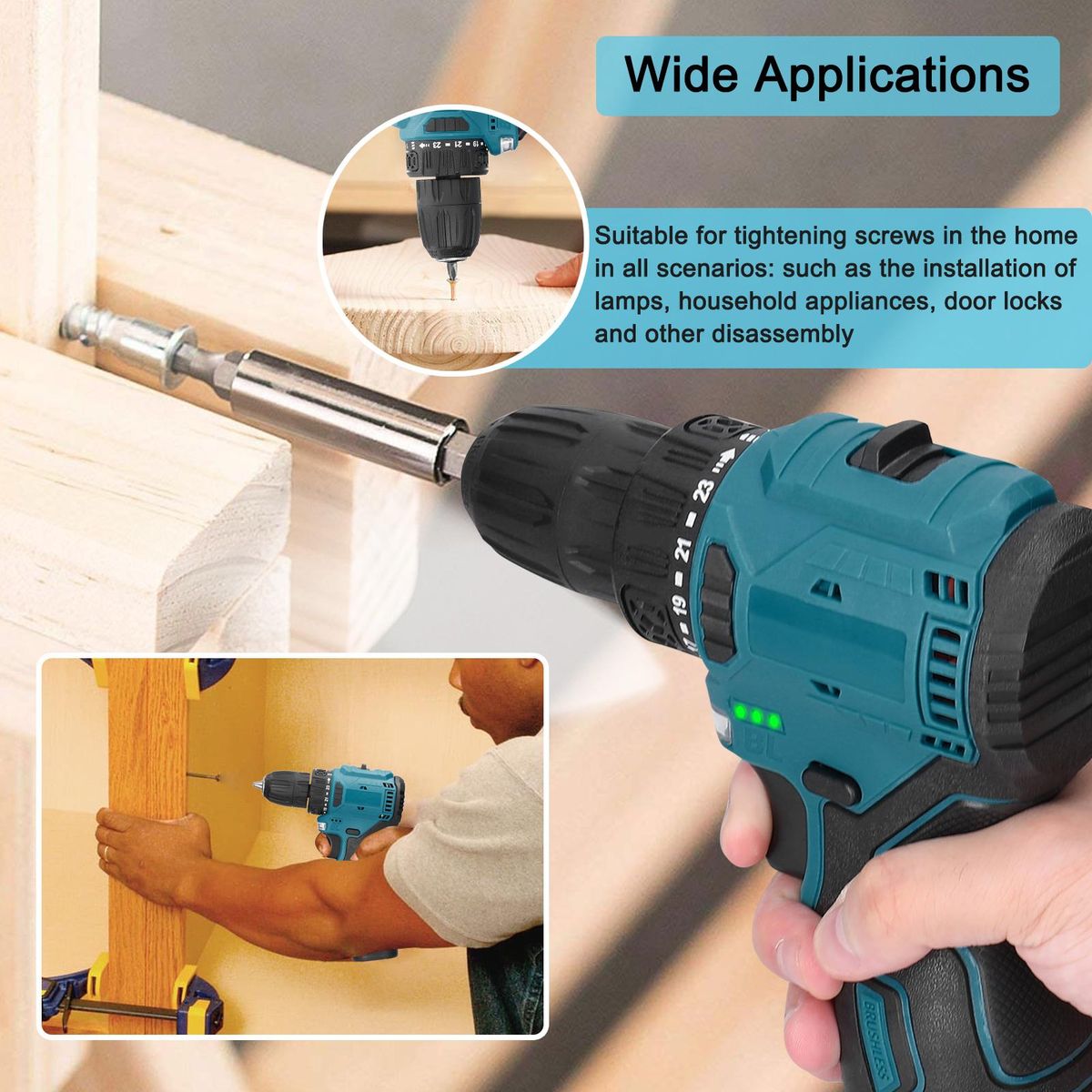 16.8V Cordless Driver Drill Household Electric Screwdriver Regulation Rotation Ways Adjustment Lithium Drill Home Improvement Power Tool