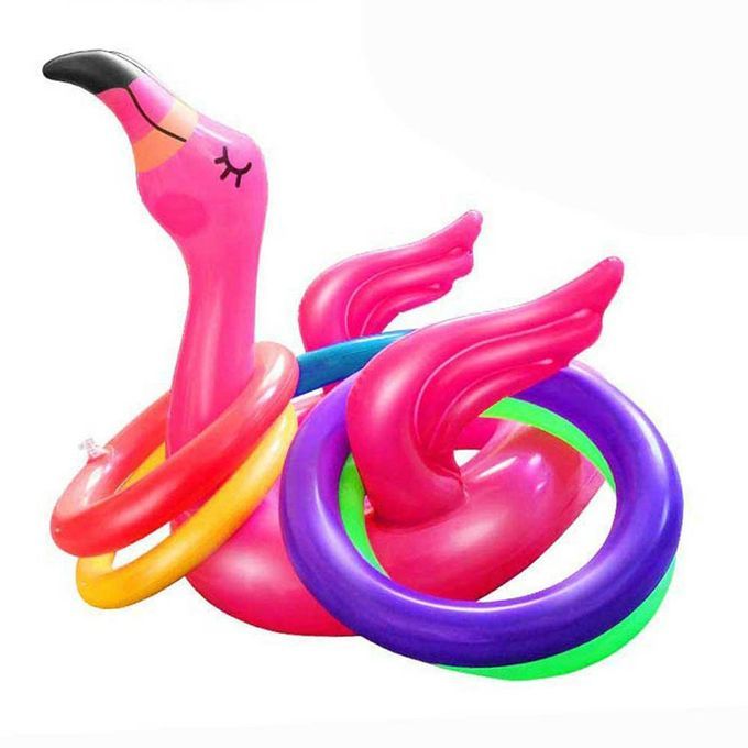 Inflatable Flamingo Ring Toss Game For Family And Kids Party Pool Garden Toys-rose Red-18*14 Inch