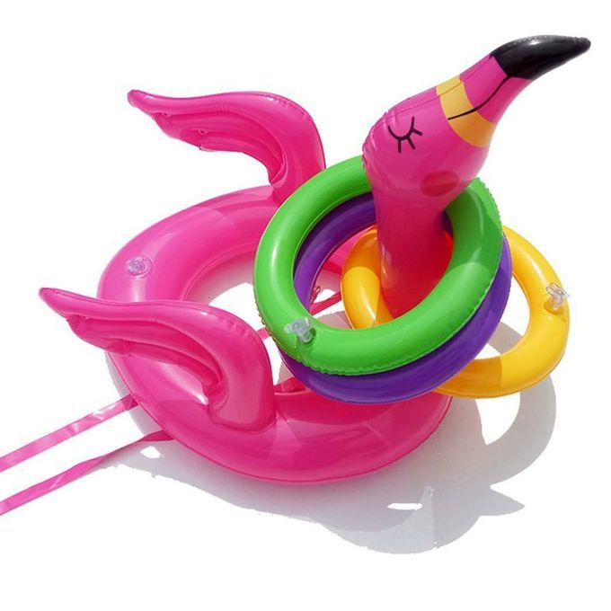 Inflatable Flamingo Ring Toss Game For Family And Kids Party Pool Garden Toys-rose Red-18*14 Inch