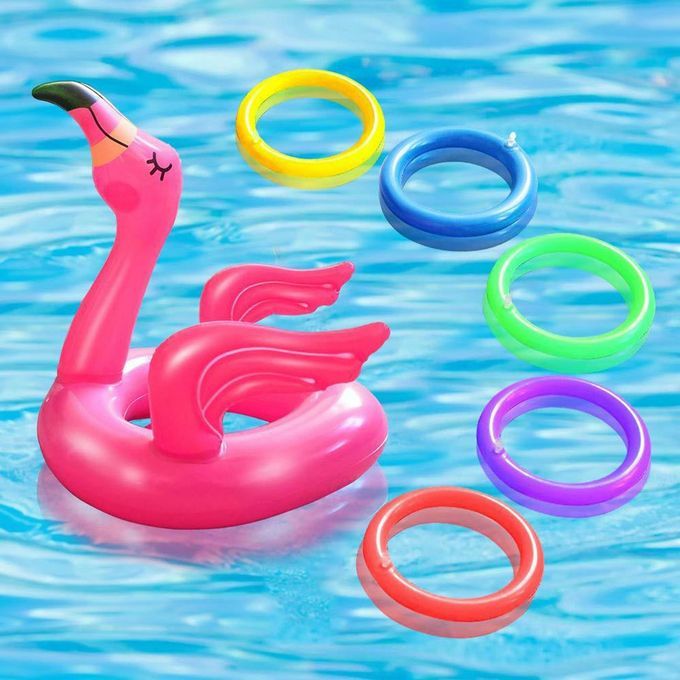 Inflatable Flamingo Ring Toss Game For Family And Kids Party Pool Garden Toys-rose Red-18*14 Inch