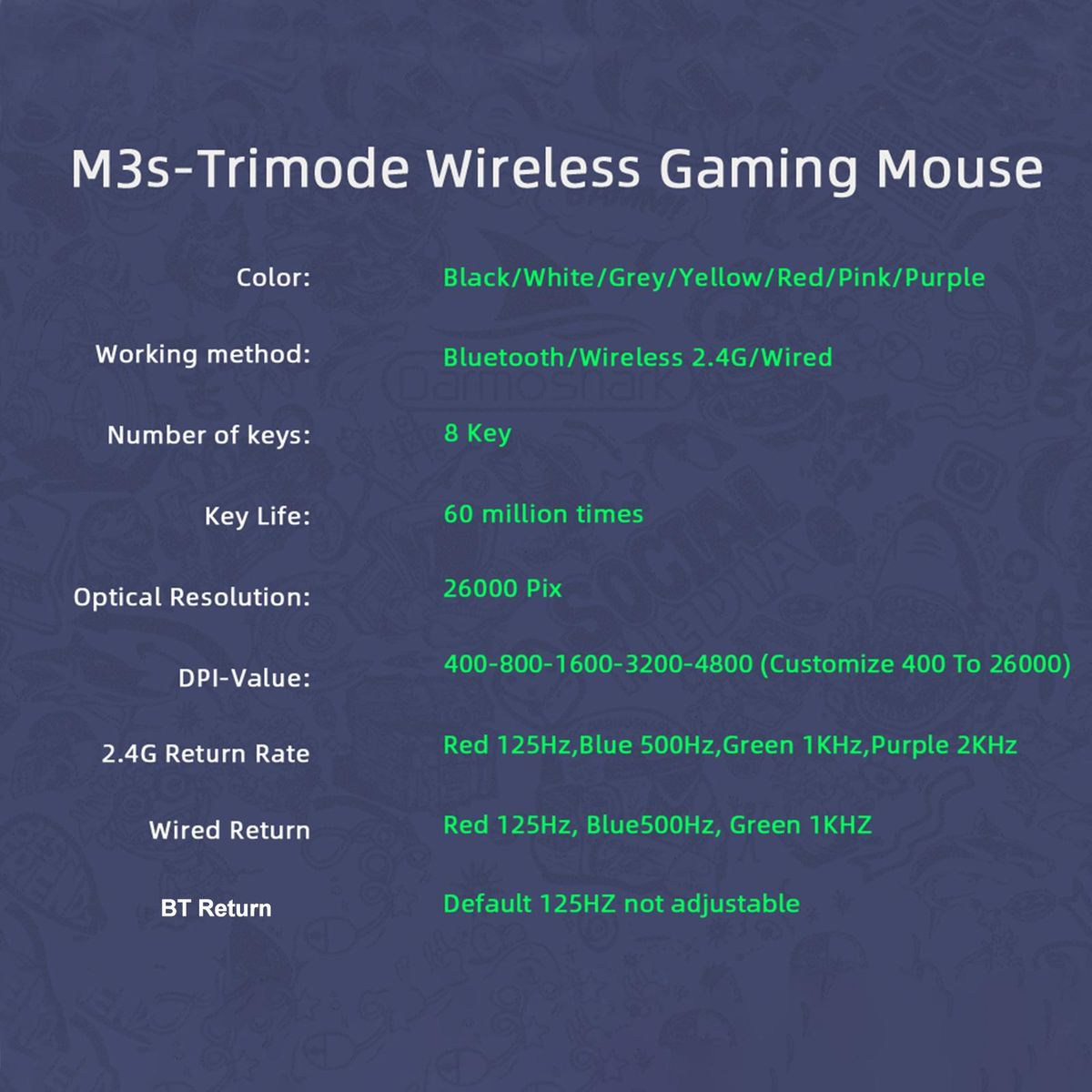 Darmoshark M3s Mini 2KHz E-sports Gaming Mouse Rechargeable Wired 2.4G Wireless BT5.0 26000DPI PAW3395 Optical Sensor Mice For Laptop Computer Gamer