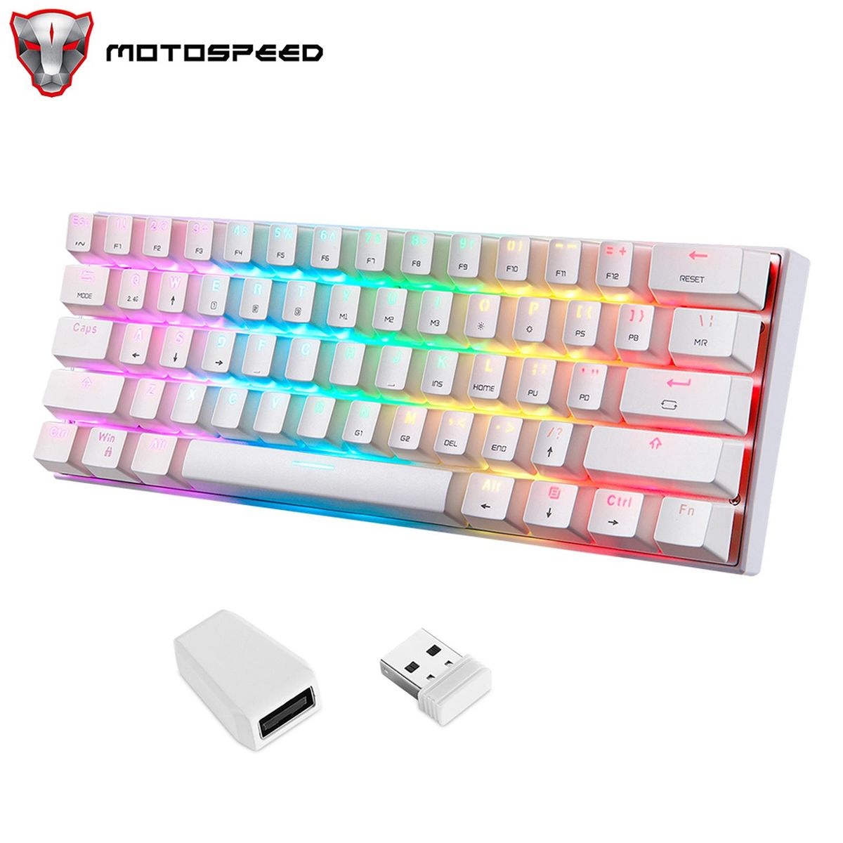 Motospeed SK62 BT  Wireless Gaming Mechanical Keyboard 61 Keys RGB Backlight Red Switch Macro Drive For Laptop PC