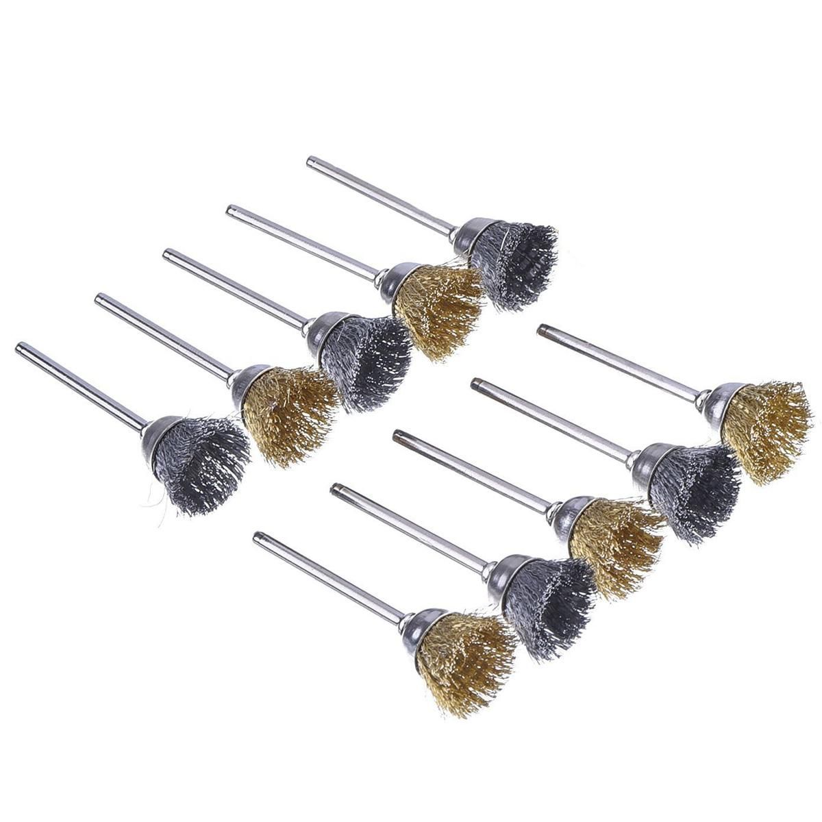 44 Pieces Mini Wire Brush Wheel Cup Brass Steel Wire Brush Set 1/8inch  3mm Shank For Power Dremel Rotary Tools Polishing Buffing Tools