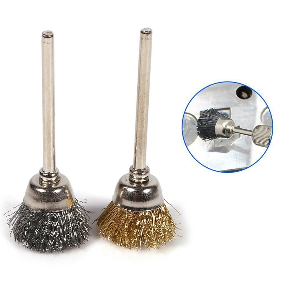 44 Pieces Mini Wire Brush Wheel Cup Brass Steel Wire Brush Set 1/8inch  3mm Shank For Power Dremel Rotary Tools Polishing Buffing Tools
