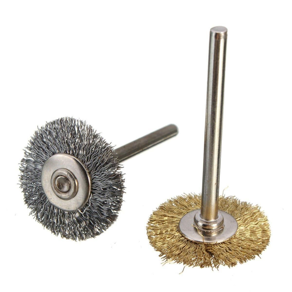 44 Pieces Mini Wire Brush Wheel Cup Brass Steel Wire Brush Set 1/8inch  3mm Shank For Power Dremel Rotary Tools Polishing Buffing Tools