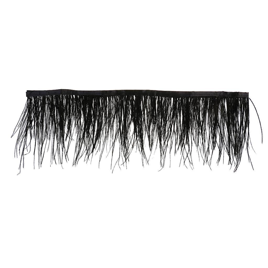 Ostrich Feather Fringe Trim Costume Sewing Crafts Decor 9-15cm Black