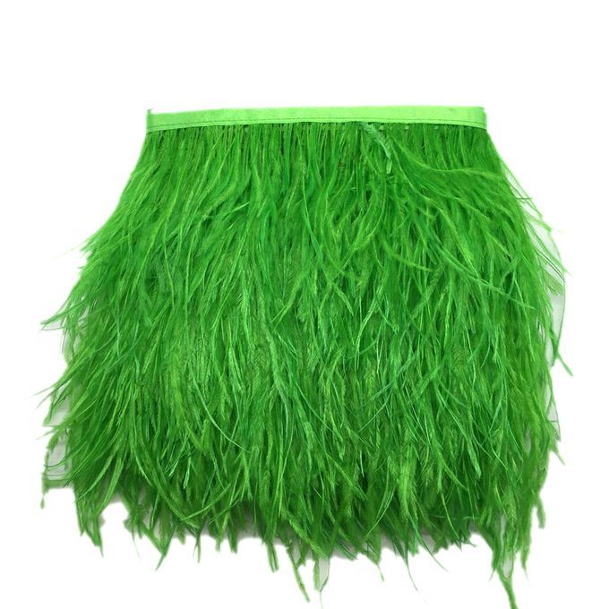 Ostrich Feather Fringe Trim Costume Sewing Crafts Decor 9-15cm Green