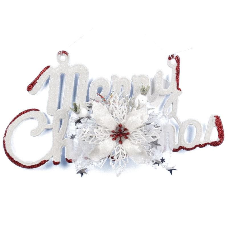 White Christmas Home Door Window Ornaments Christmas Decoration Xmas Tree Hanging Decor, Merry Christmas alphabet