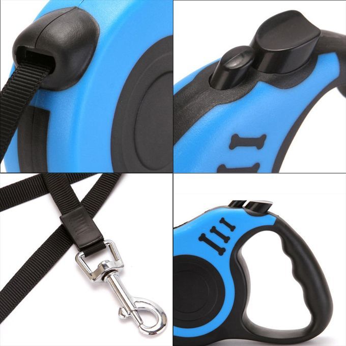 Long 5m Retractable Dog Leash Dual Locking Extendable Dog Running Blue