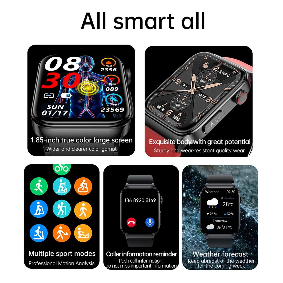 Smart Watch Comprehensive Health Monitoring  Blood Sugar ECG Personalized Dial  BT5.1 Watch Smart Watch  Sports Waterproof  Heart Rate Monitor  Glucose Monitor Watch