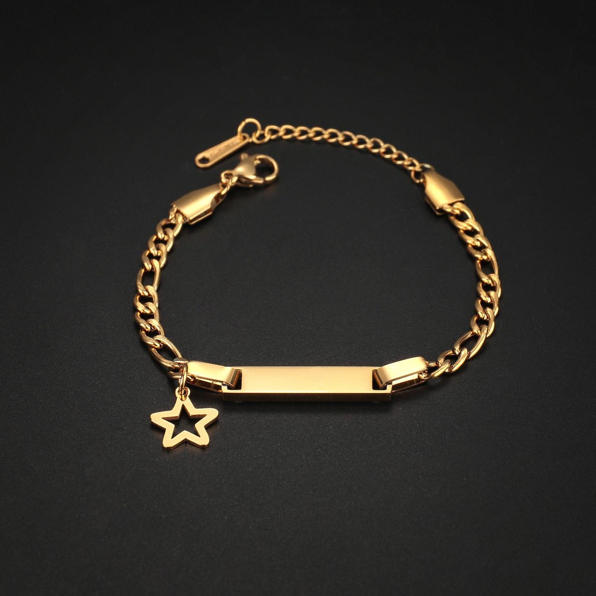 Custom Personalized Name Baby ID Bracelet Stainless Steel Engrave Figaro Chain Link Newborn Crown Bracelet for Children Gifts