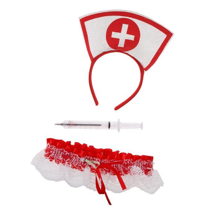 Nurse Costume Headband Garter  Pen Women's Party Fancy Dress
