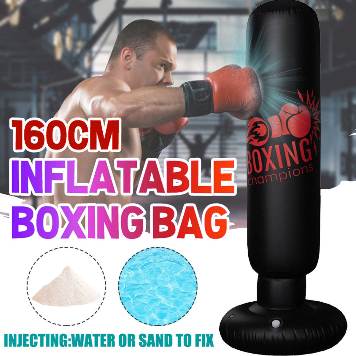 160cm Free Standing Inflatable Boxing Punch Bag Kick Pro Training Adult Fitness