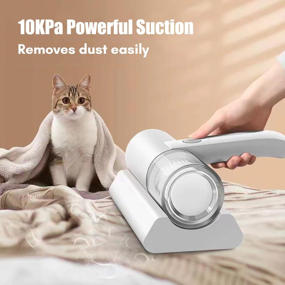 Compact Mattress Vacuum Cleaner Cordless Handheld UV Cleaner Built-in Battery 10KPa Powerful Suction for Cleaning Bed Pillows Clothes Sofa Carpet