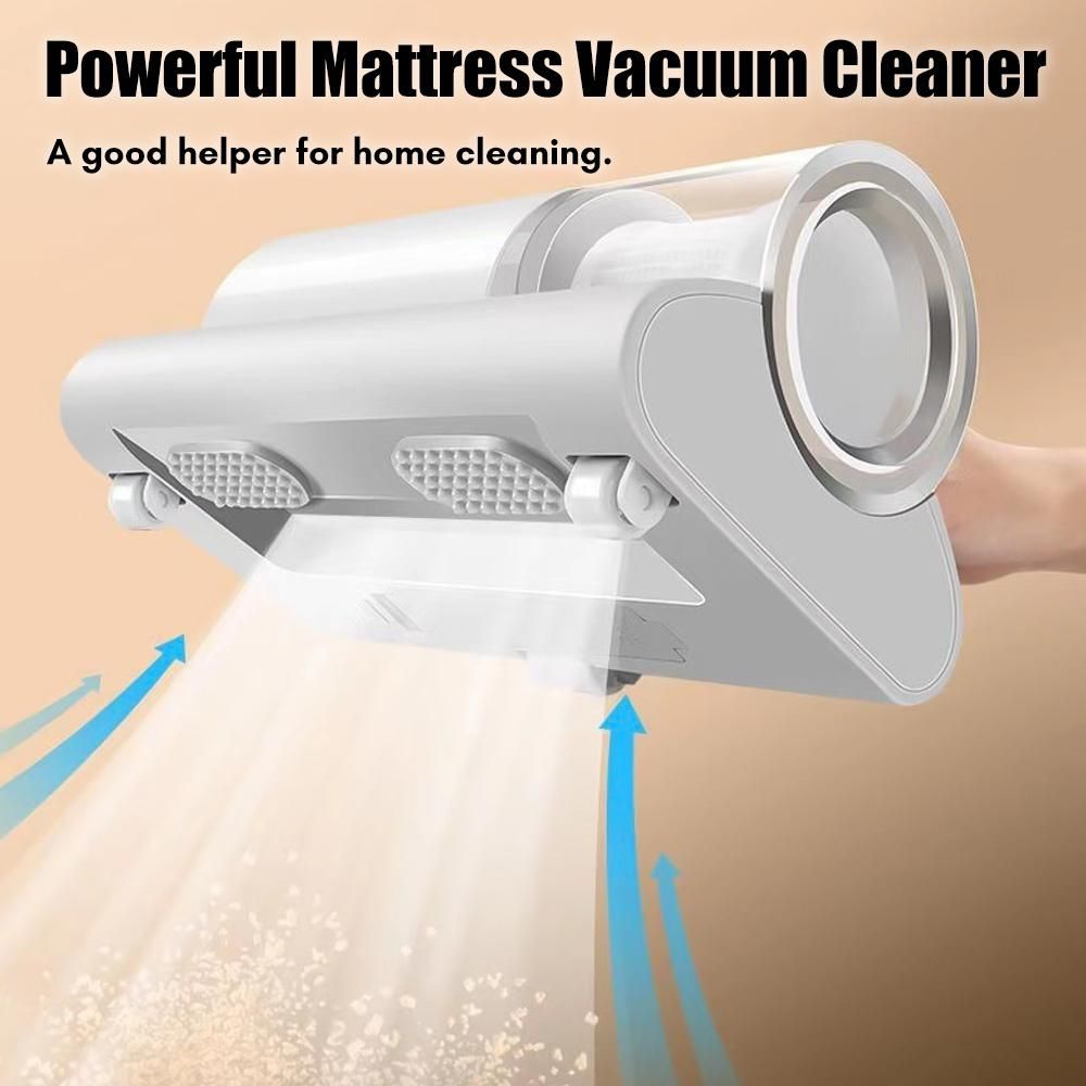 Compact Mattress Vacuum Cleaner Cordless Handheld UV Cleaner Built-in Battery 10KPa Powerful Suction for Cleaning Bed Pillows Clothes Sofa Carpet
