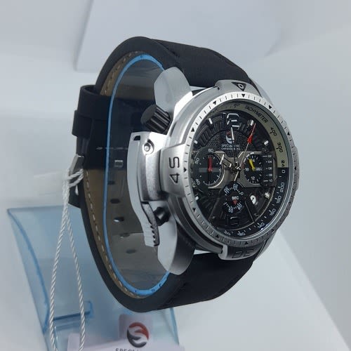 Time Leader Chronograph Leather Watch - Black