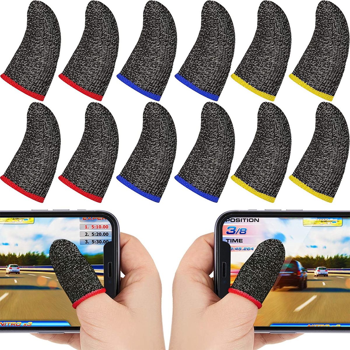 10PCS Gaming Finger Sleeves Sweatproof Fingertip Cover Cots