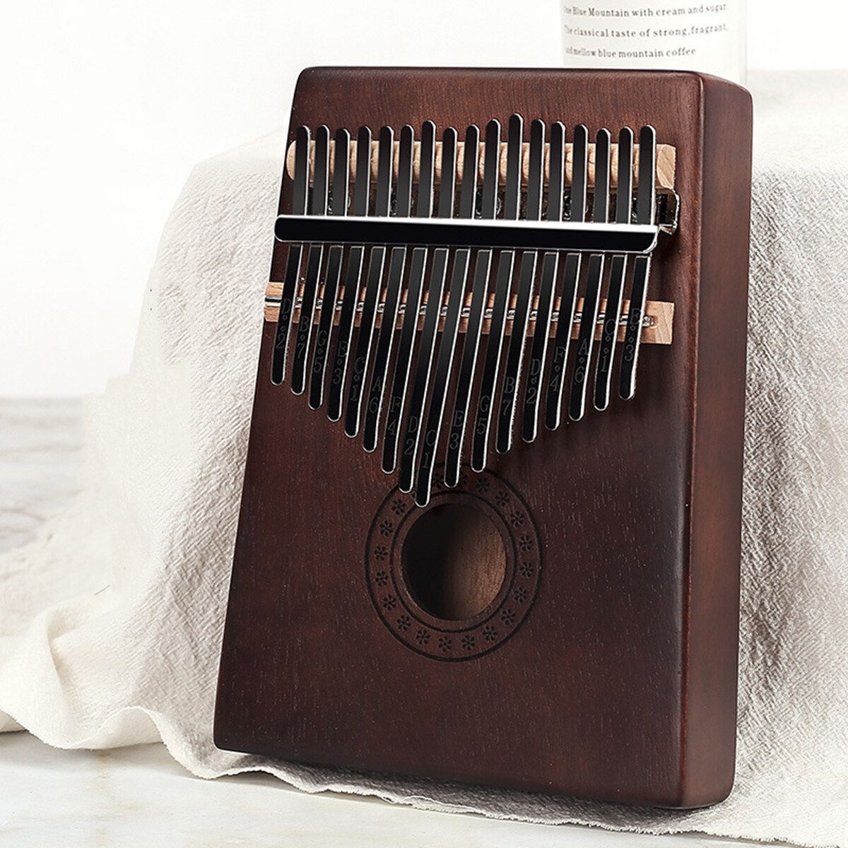 17 Keys Kalimb Thum Finger Piano For Beginner Practical Wood Muscial Instrument Snowflake Reindeer Euporean Pattern For Beginner 13.5x3.5x18.5cm Snowflake-Brown