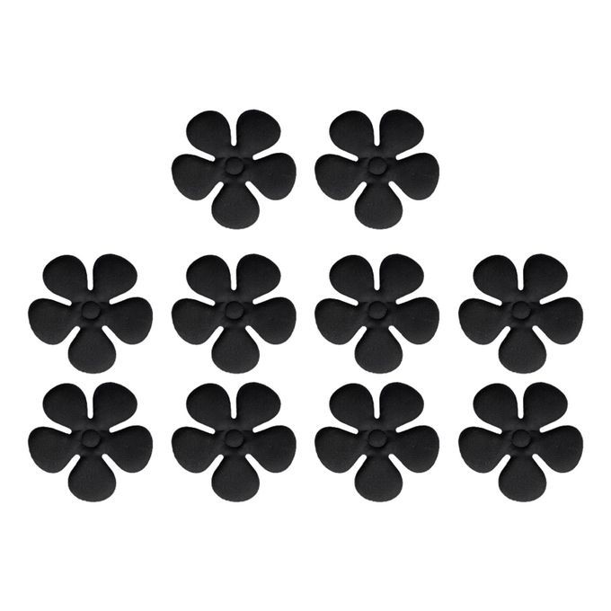 10x  Embroidered Flower Appliques For Clothes Black