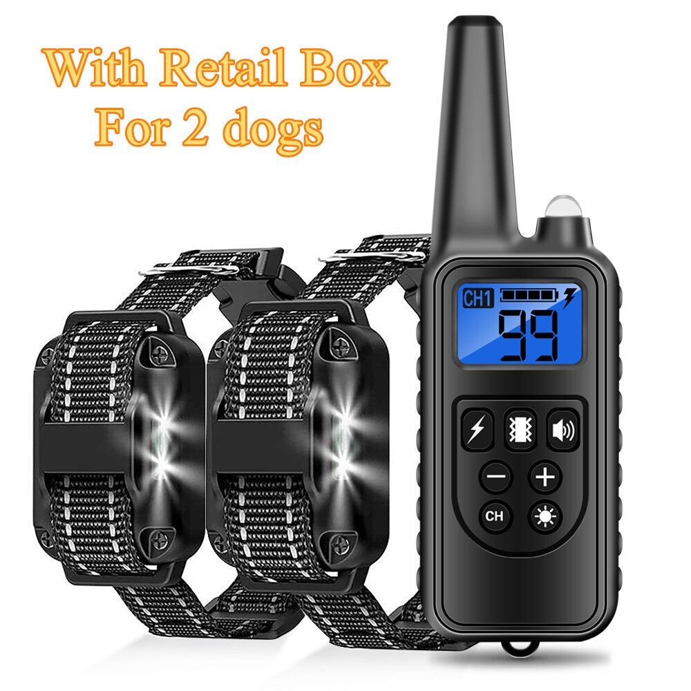 800m Dog Training Collar Electric Shocker For Dogs Pet Remote Control Waterproof Rechargeable Dog Accessories With Retail Box