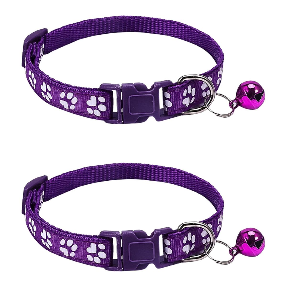 2Pcs Dog Neck Strap Paw Pattern Pet Cat Dog Collar Strap Purple